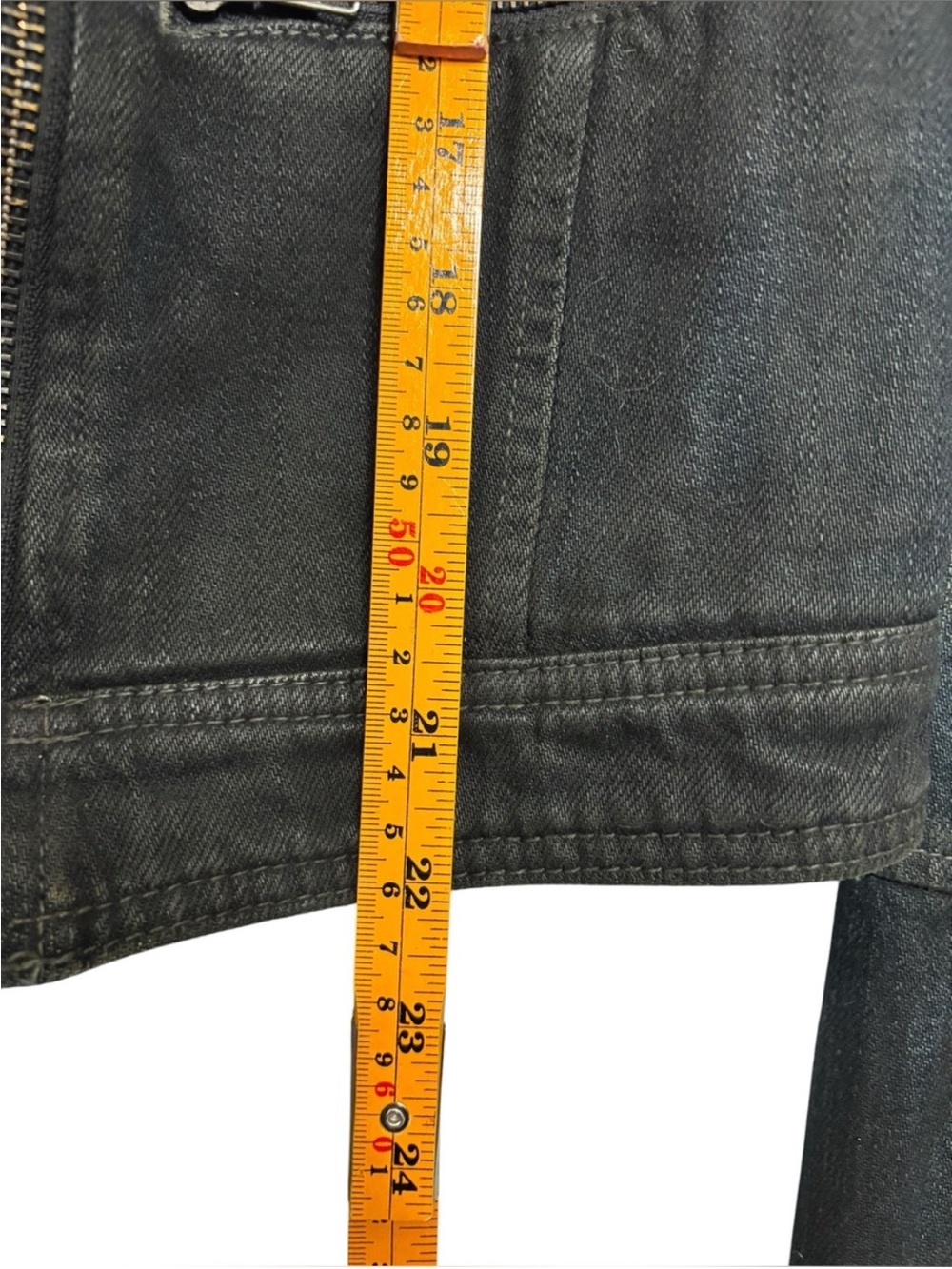 We The Free - Free People Denim Moto Jacket with Star Stripe Sleeves - Picture 10 of 10